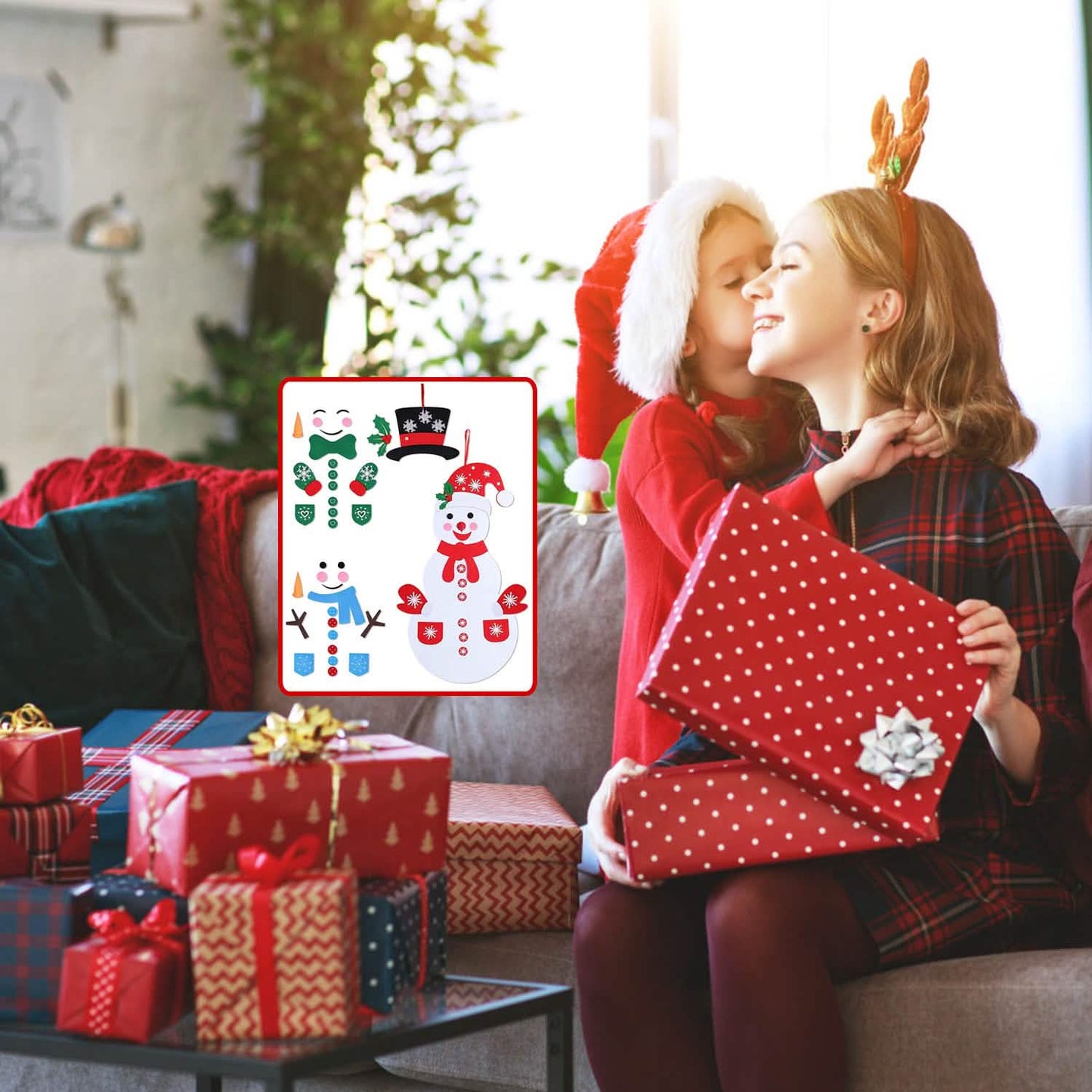 DIY Filz-Weihnachtsanhänger-Set mit 54 abnehmbaren Ornamenten