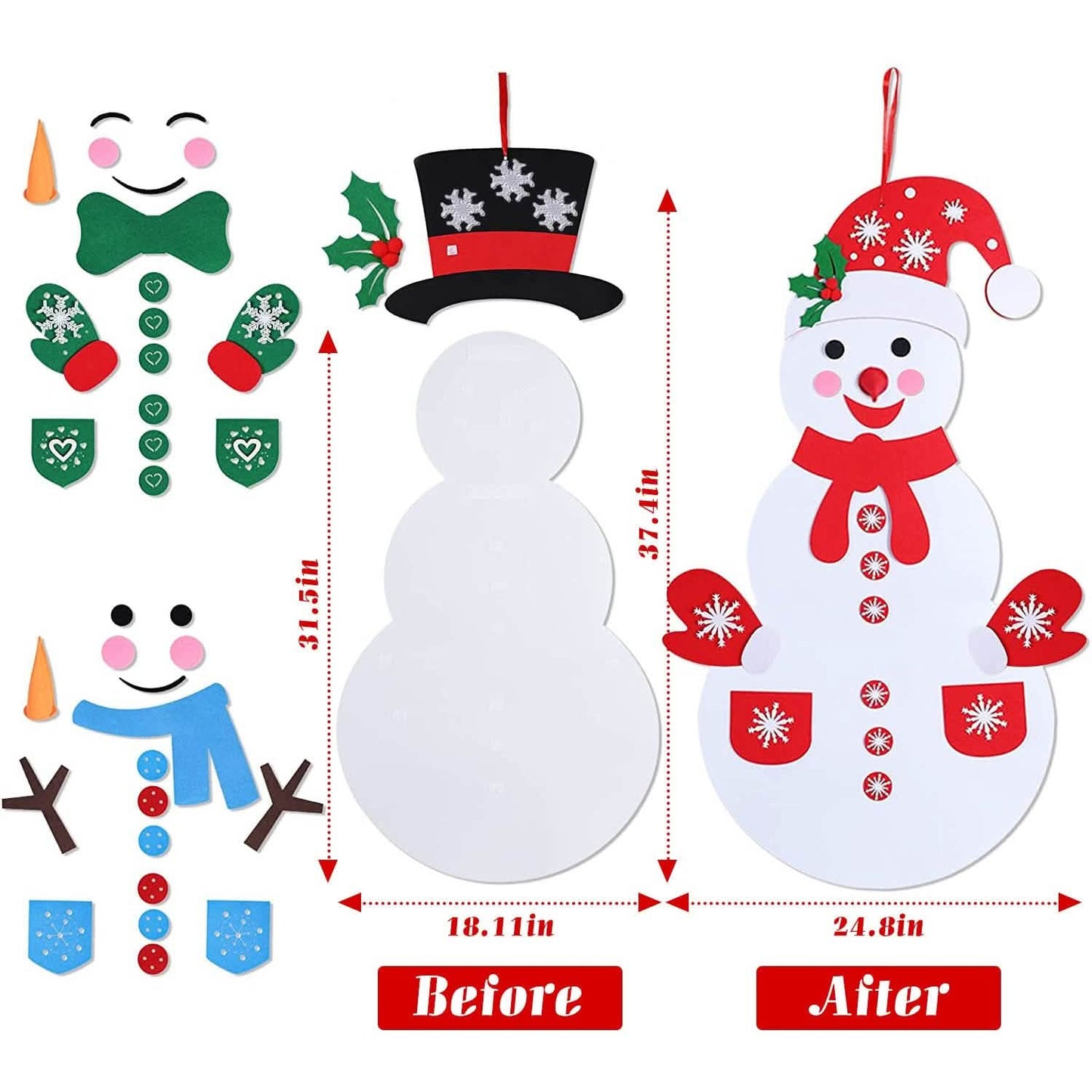 DIY Filz-Weihnachtsanhänger-Set mit 54 abnehmbaren Ornamenten