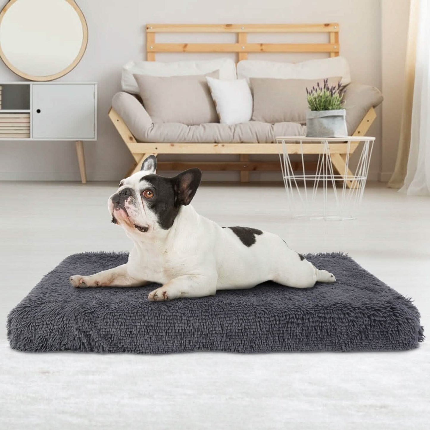 Hundebett Weiches Plüschkissen Gemütliche Warme Haustier-Käfigmatte Hundeteppich