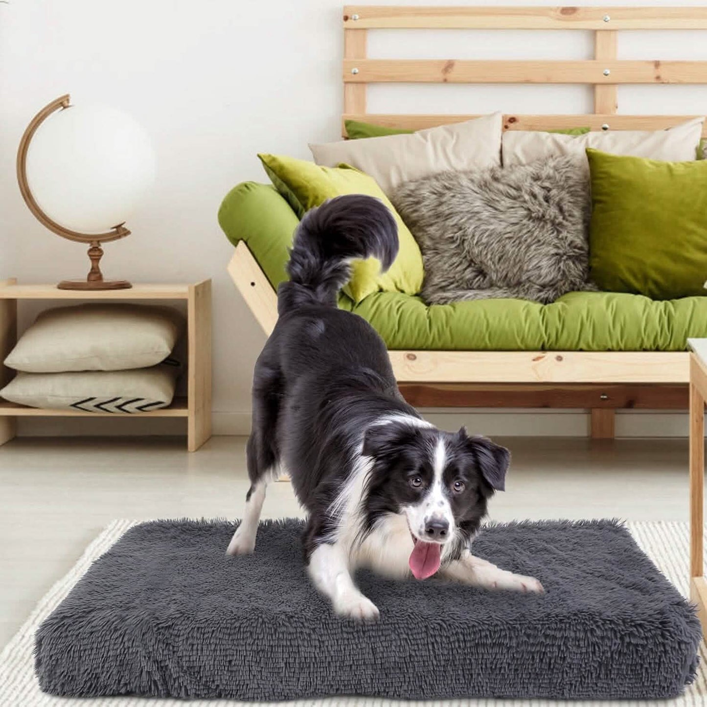 Hundebett Weiches Plüschkissen Gemütliche Warme Haustier-Käfigmatte Hundeteppich