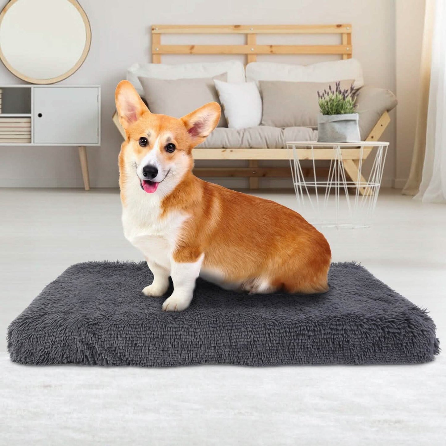 Hundebett Weiches Plüschkissen Gemütliche Warme Haustier-Käfigmatte Hundeteppich