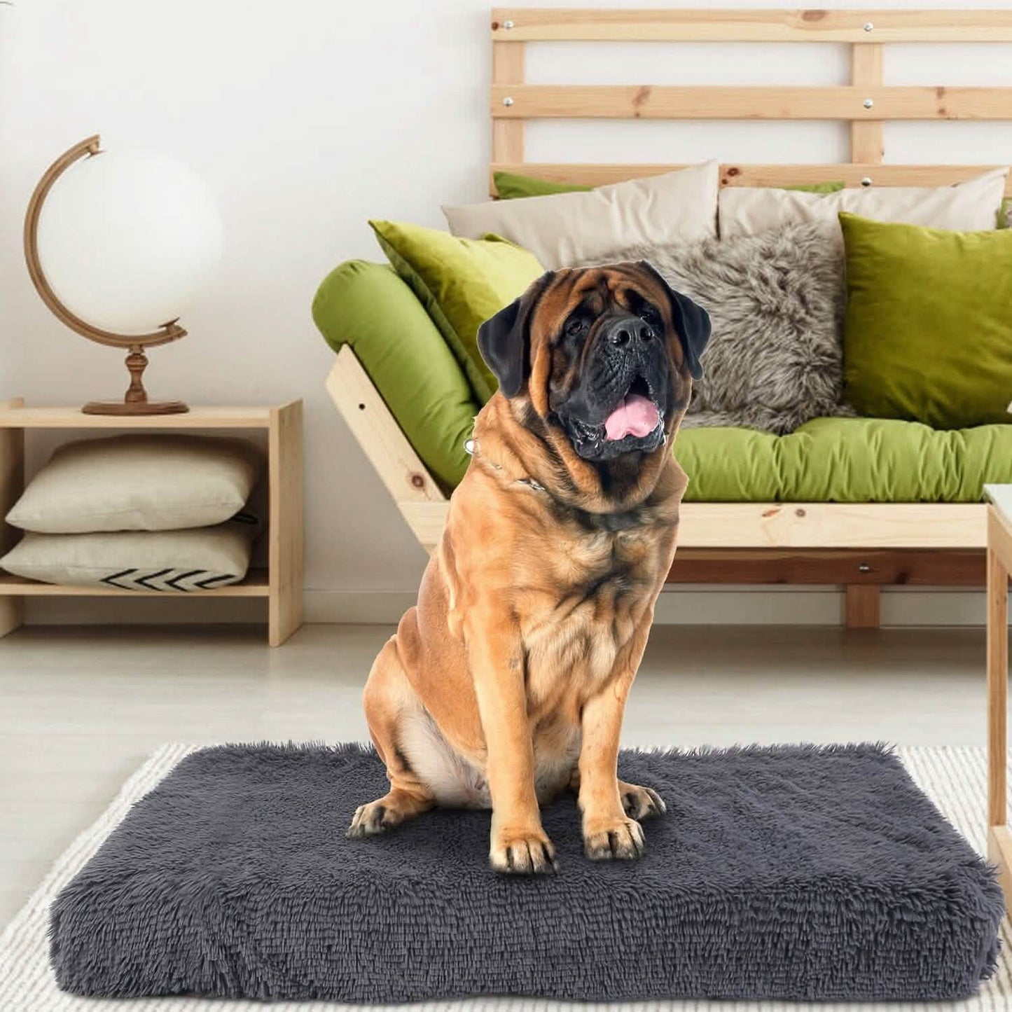 Hundebett Weiches Plüschkissen Gemütliche Warme Haustier-Käfigmatte Hundeteppich