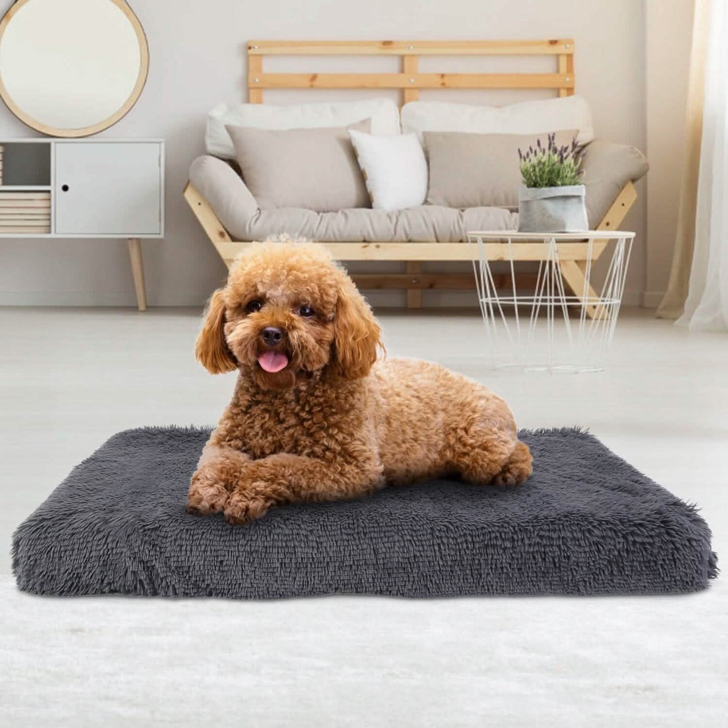 Hundebett Weiches Plüschkissen Gemütliche Warme Haustier-Käfigmatte Hundeteppich