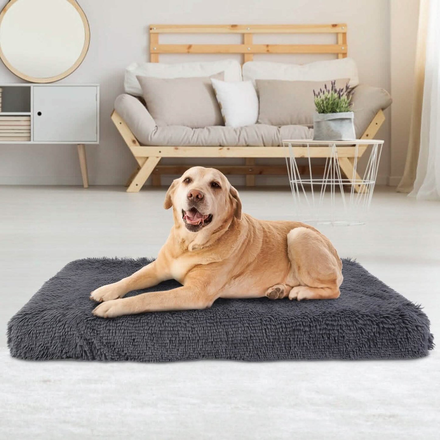 Hundebett Weiches Plüschkissen Gemütliche Warme Haustier-Käfigmatte Hundeteppich