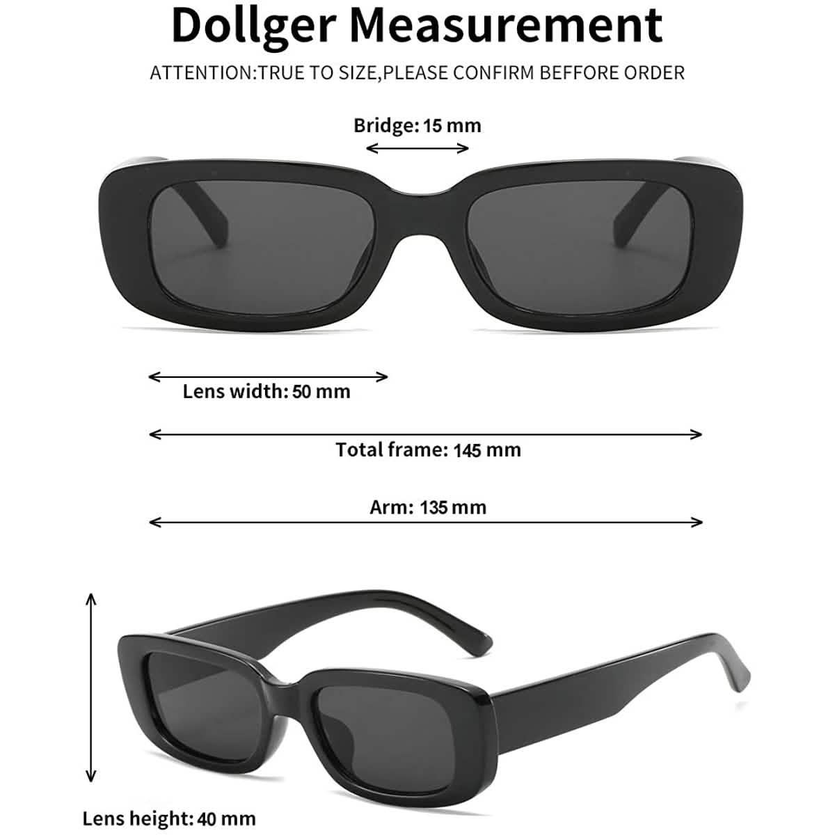 Dollger Retro Fashion Rechteckige Sonnenbrille