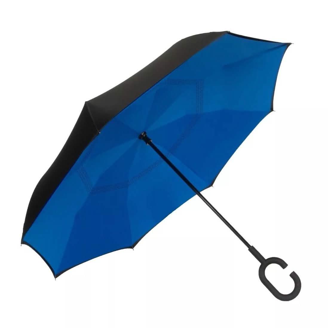 Doppelschichtiger winddichter Regenschirm mit umgekehrter Faltung und UV-Schutz