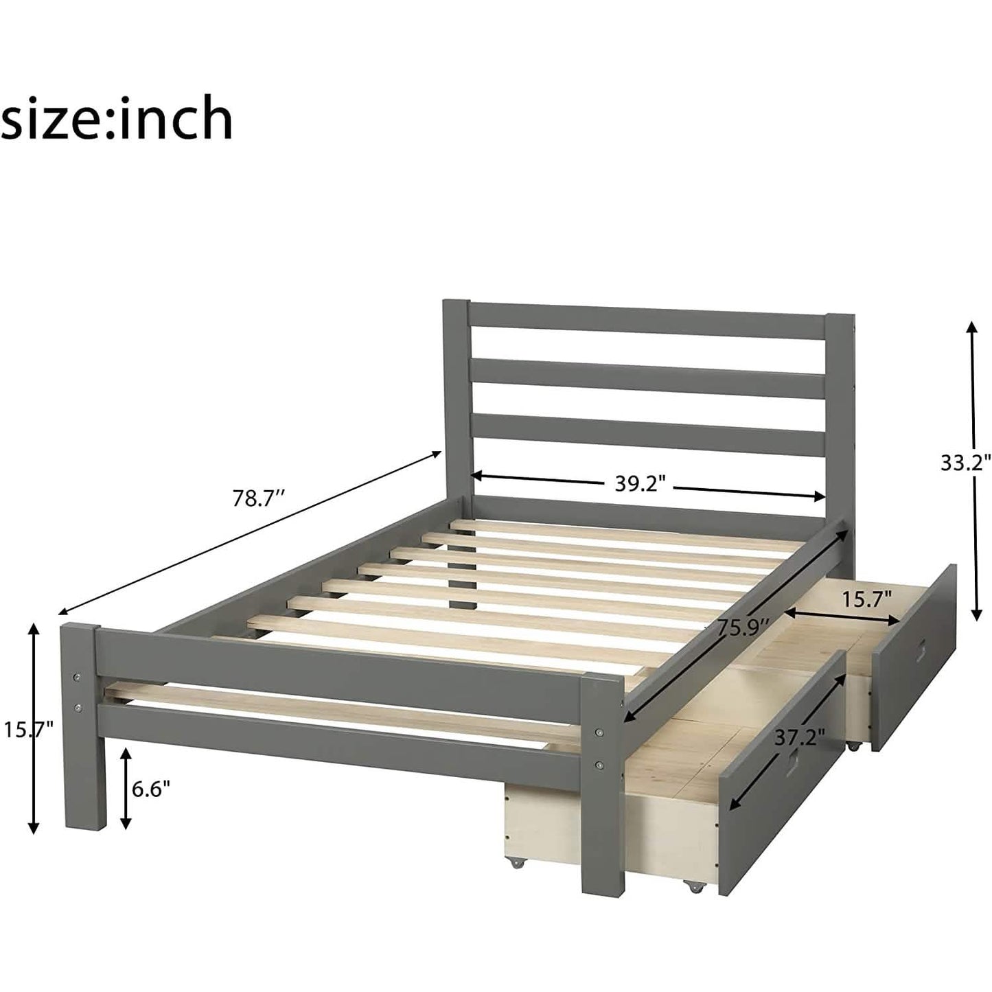 Plattformbett mit zwei Schubladen