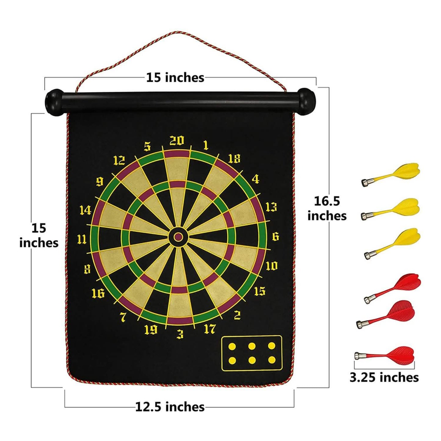 Doppelseitige magnetische Roll-Up Dartscheibe und Bullseye-Spiel