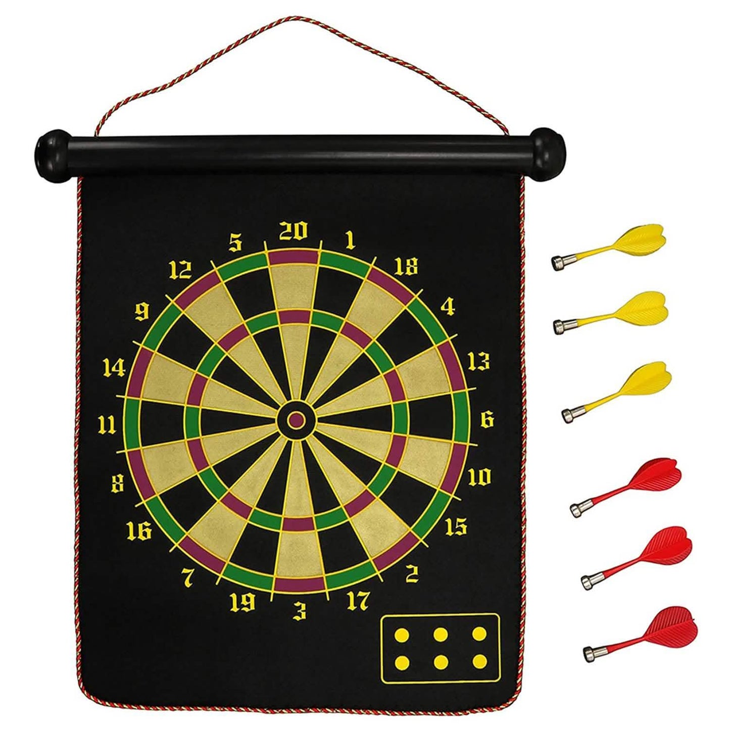 Doppelseitige magnetische Roll-Up Dartscheibe und Bullseye-Spiel