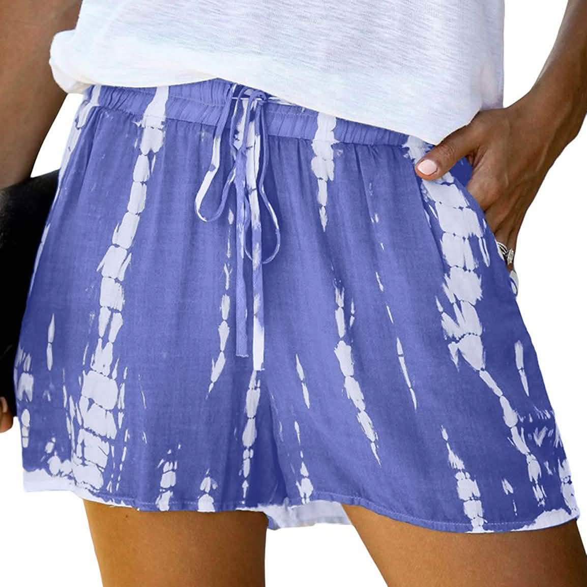 Doublju Damen bequeme lässige Shorts mit lockerem Schnitt, elastischem Bund und Bindeband