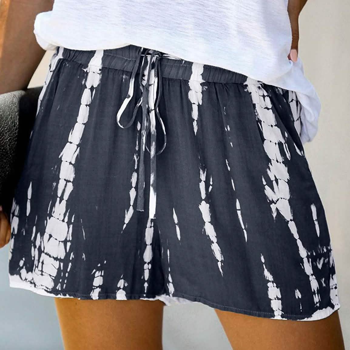Doublju Damen bequeme lässige Shorts mit lockerem Schnitt, elastischem Bund und Bindeband