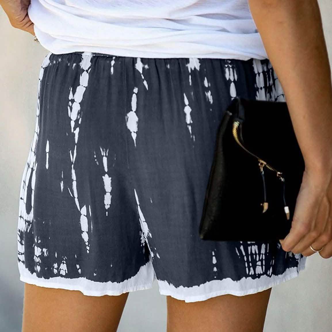 Doublju Damen bequeme lässige Shorts mit lockerem Schnitt, elastischem Bund und Bindeband