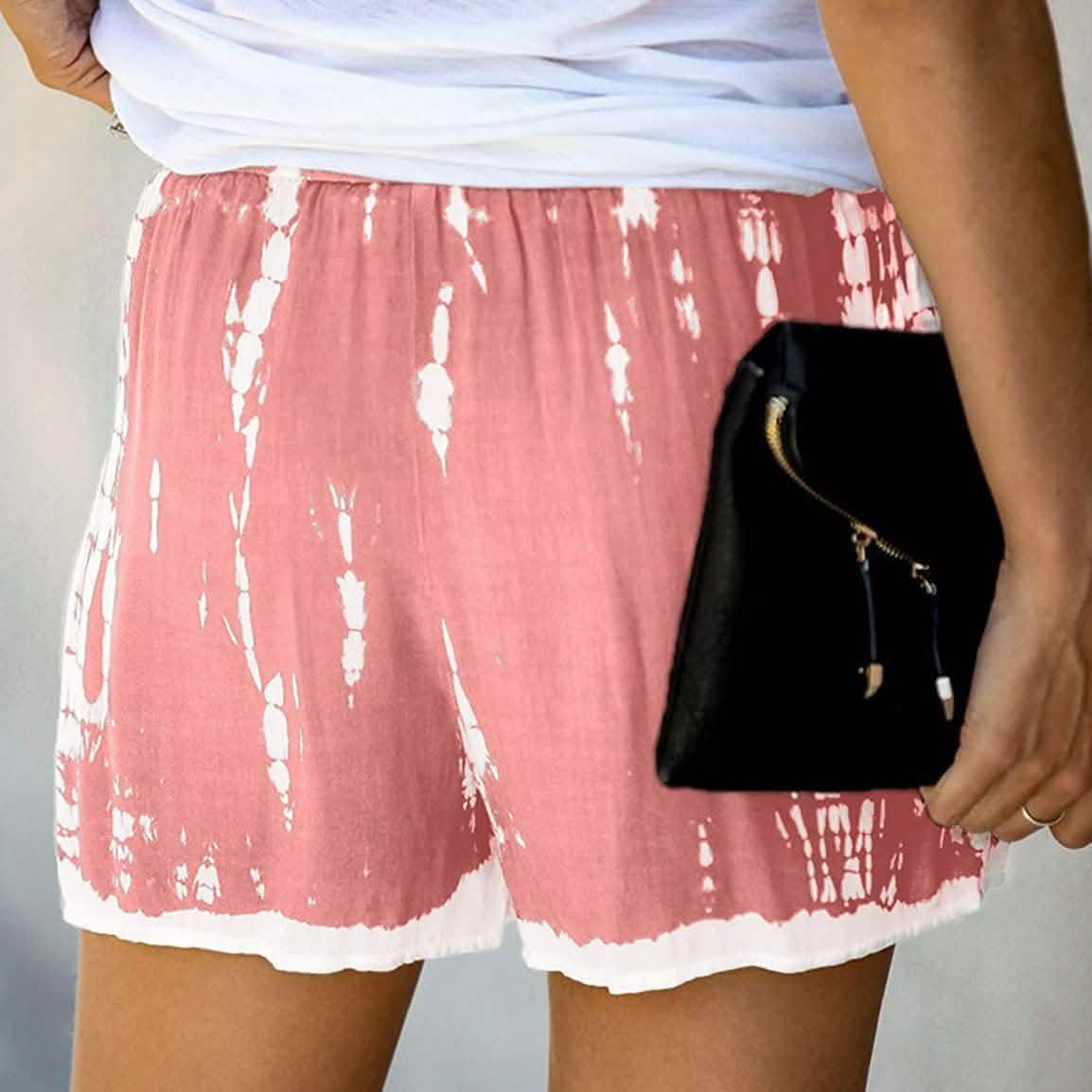 Doublju Damen bequeme lässige Shorts mit lockerem Schnitt, elastischem Bund und Bindeband