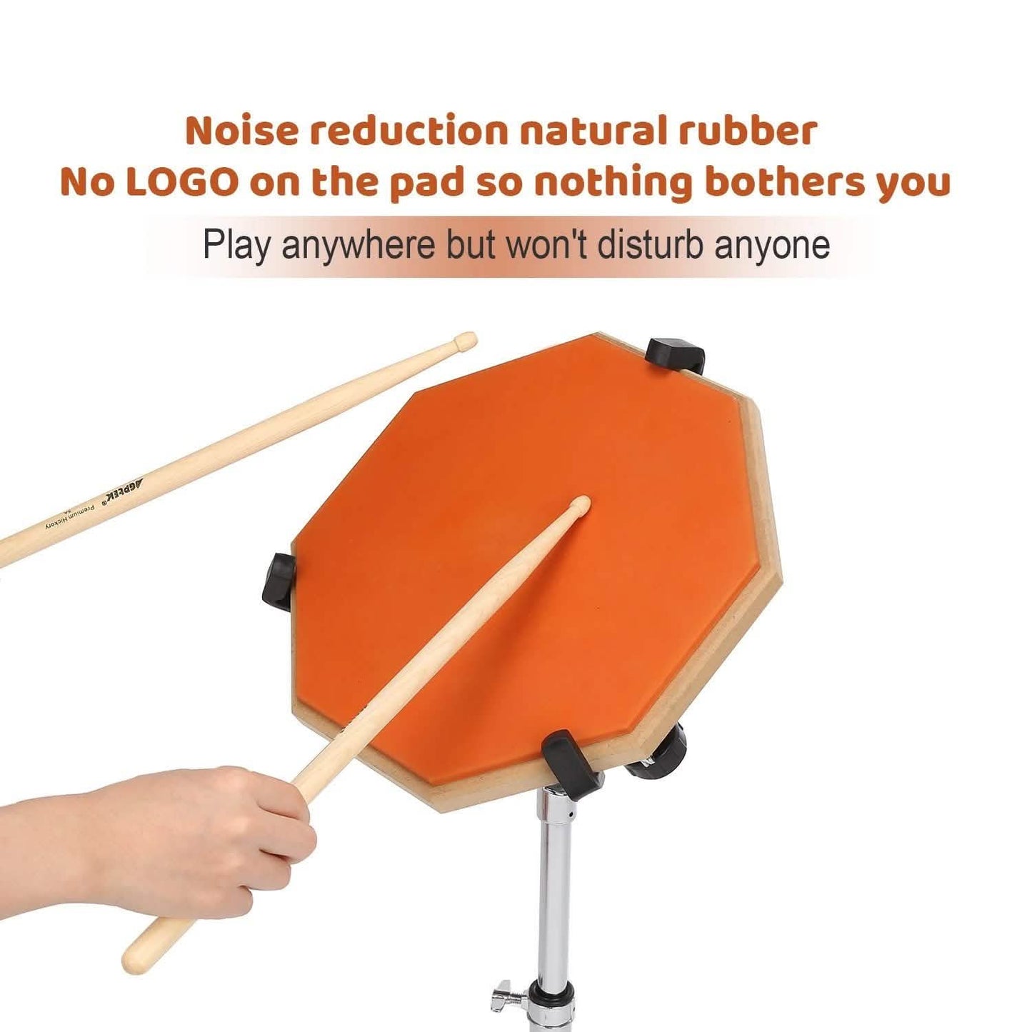 Drum-Übungspads mit 3 Paar Drumsticks und verstellbarem Snare-Drum-Ständer
