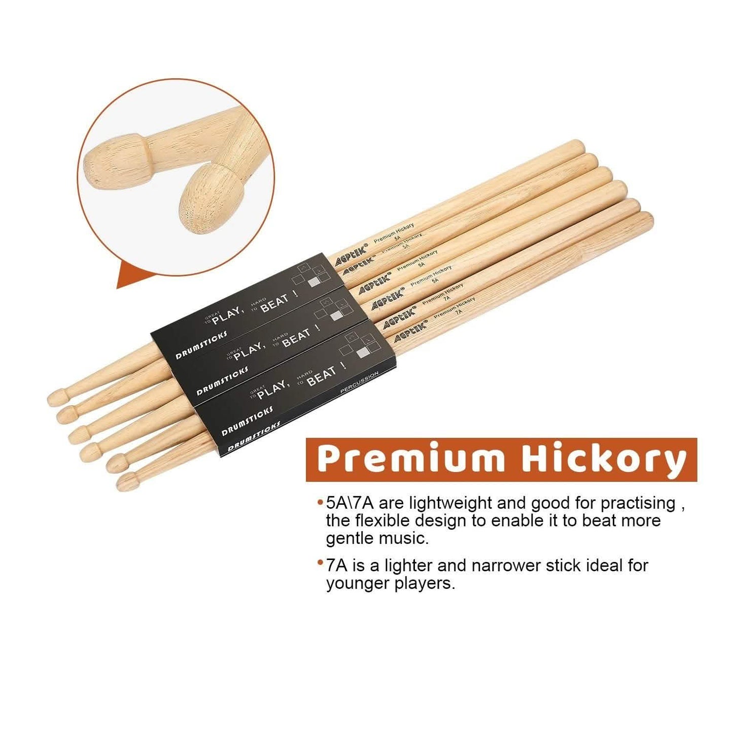 Drum-Übungspads mit 3 Paar Drumsticks und verstellbarem Snare-Drum-Ständer
