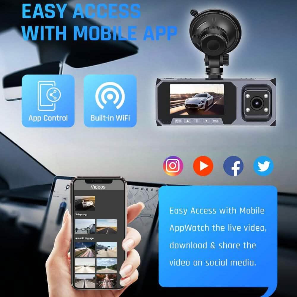 Dual Dashcam WiFi mit App FOCUWAY 1080P Front- und Innenkamera (Generalüberholt)