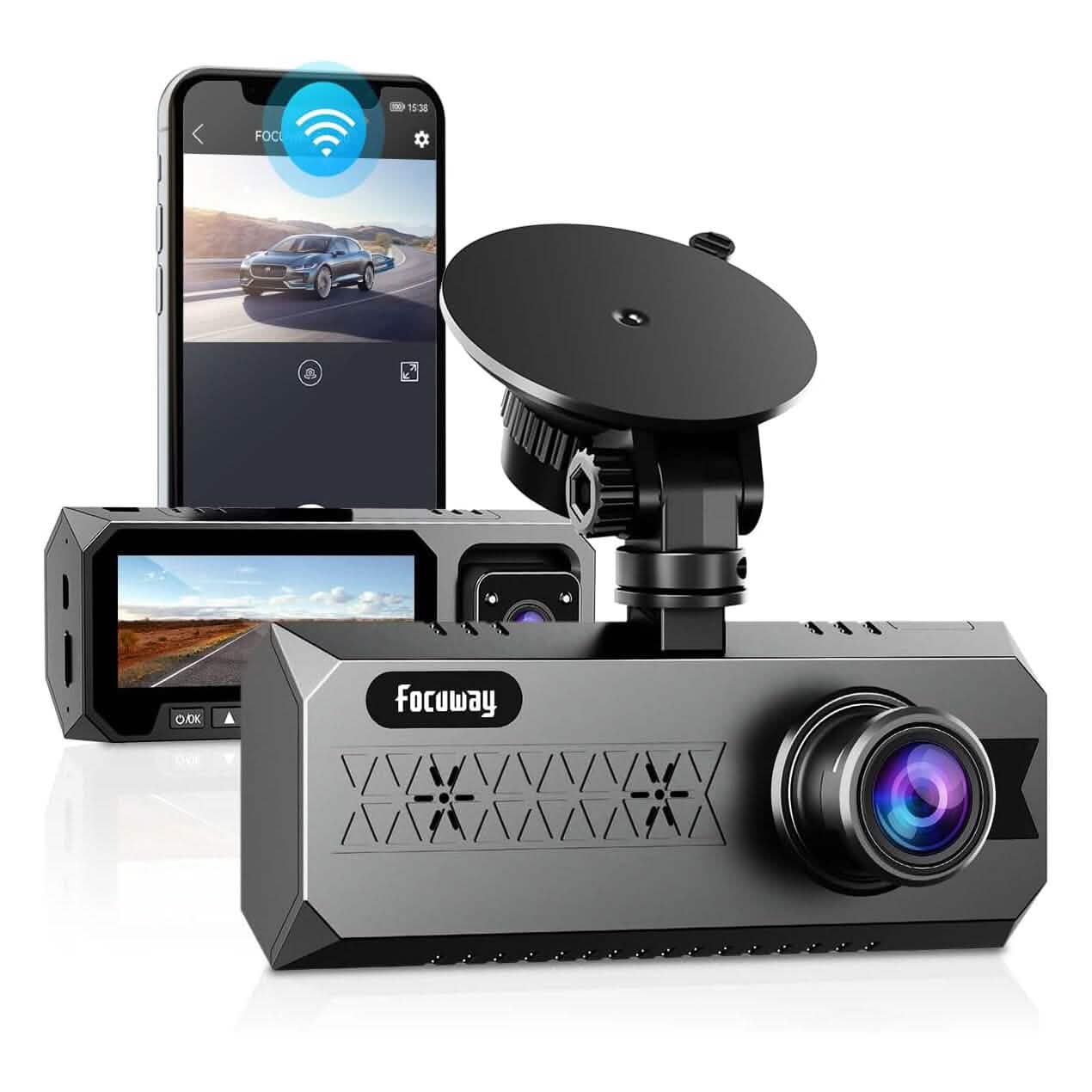 Dual Dashcam WiFi mit App FOCUWAY 1080P Front- und Innenkamera (Generalüberholt)
