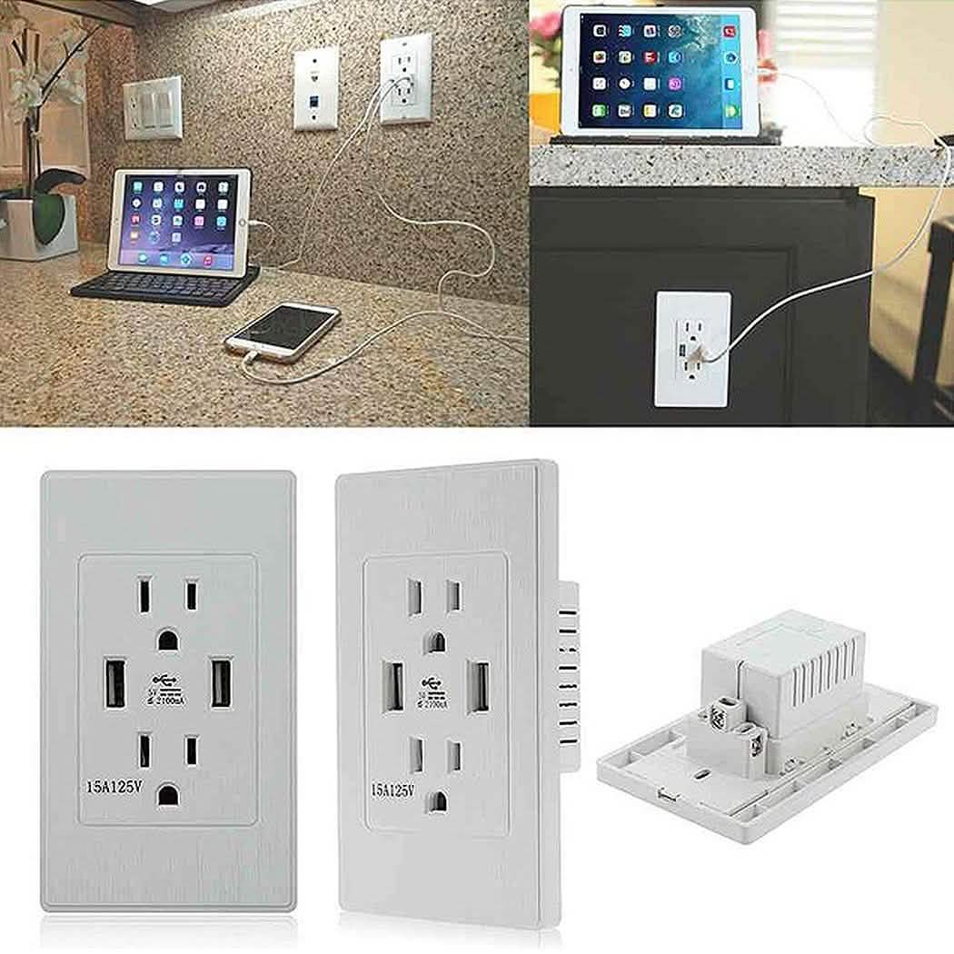 Dual-Stecker-Steckdosenadapter mit 2 USB-Anschlüssen und Schalter