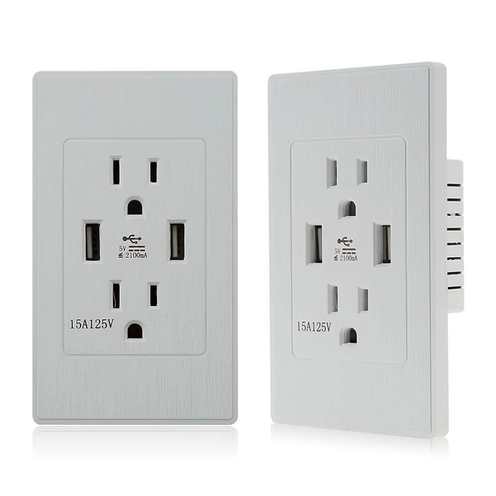 Dual-Stecker-Steckdosenadapter mit 2 USB-Anschlüssen und Schalter
