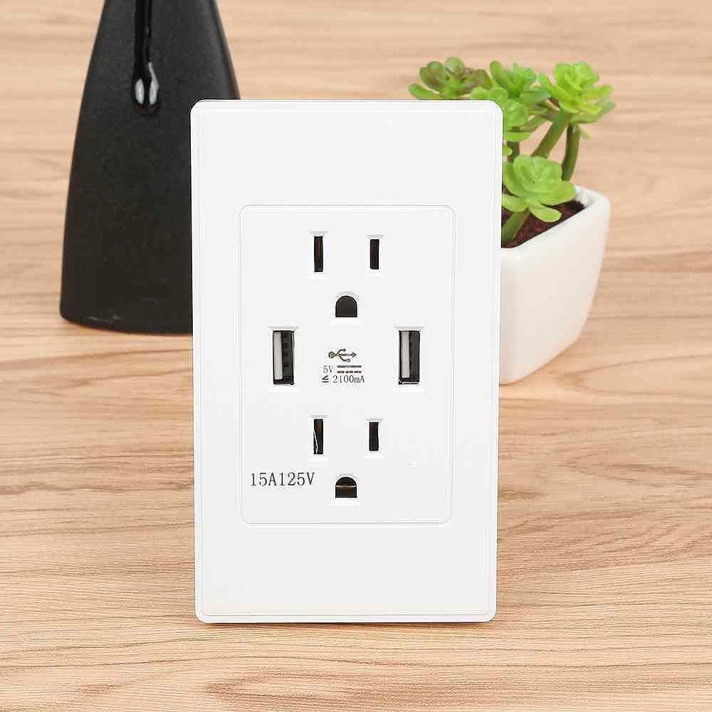 Dual-Stecker-Steckdosenadapter mit 2 USB-Anschlüssen und Schalter