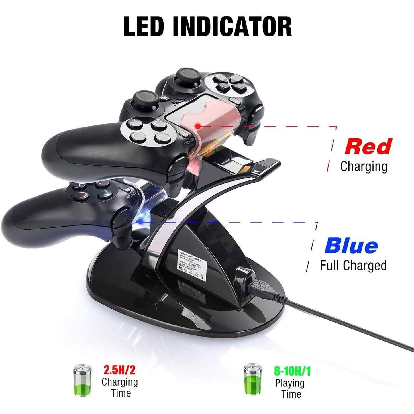 Duale USB-Schnellladestation mit LED-Anzeige für Sony PS4 Controller