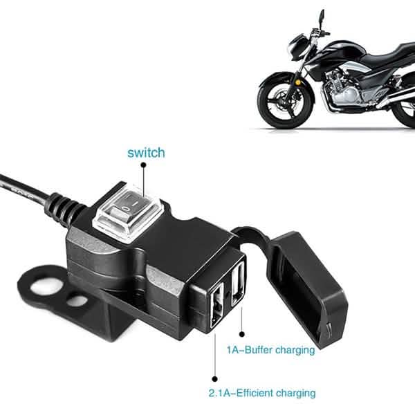 Dual-USB-Anschluss 9-24V Wasserdichtes Motorrad/Motorroller Lenker-Ladegerät/Adapter