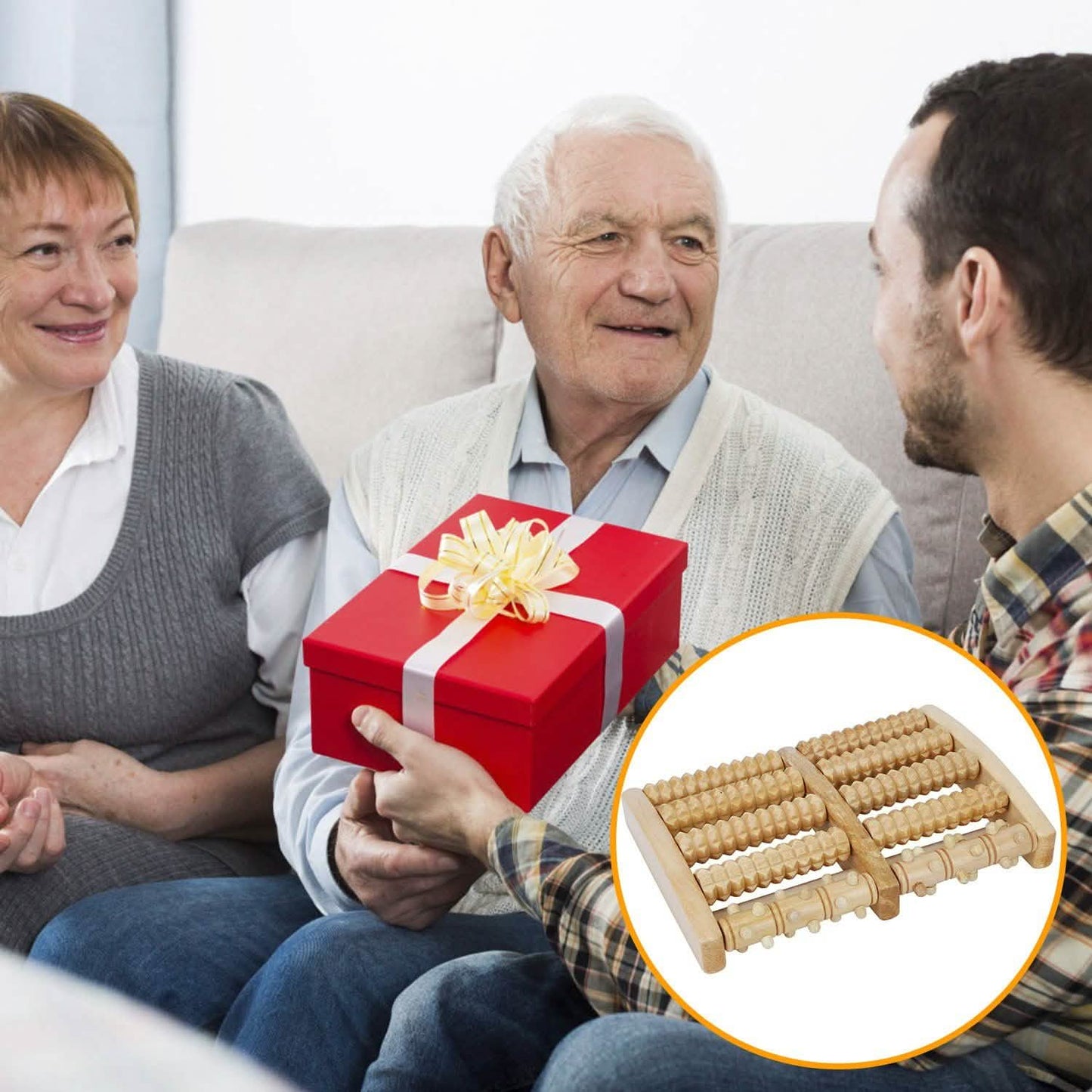 Doppel-Holz-Fußmassagerolle zur Druckpunktmassage