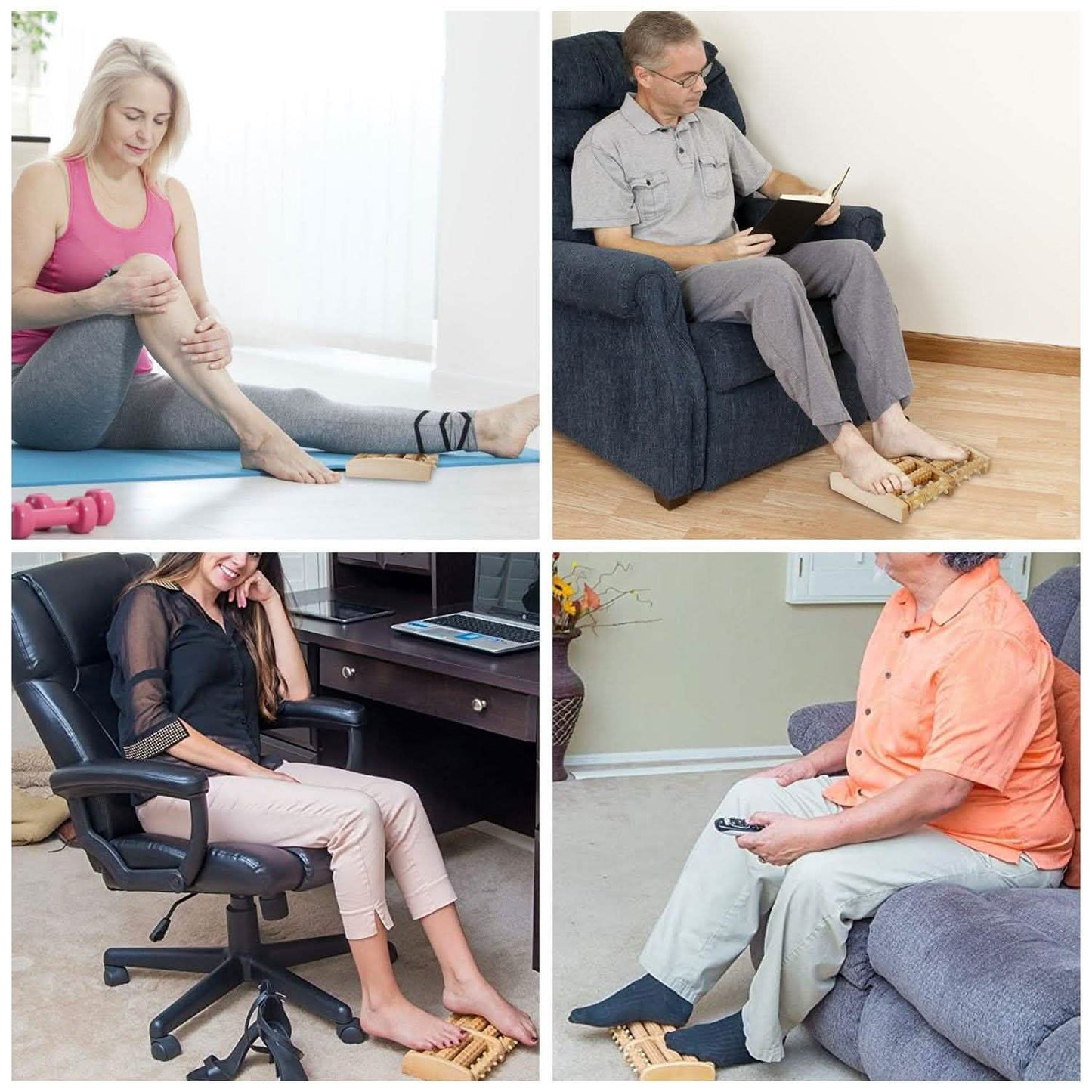 Doppel-Holz-Fußmassagerolle zur Druckpunktmassage