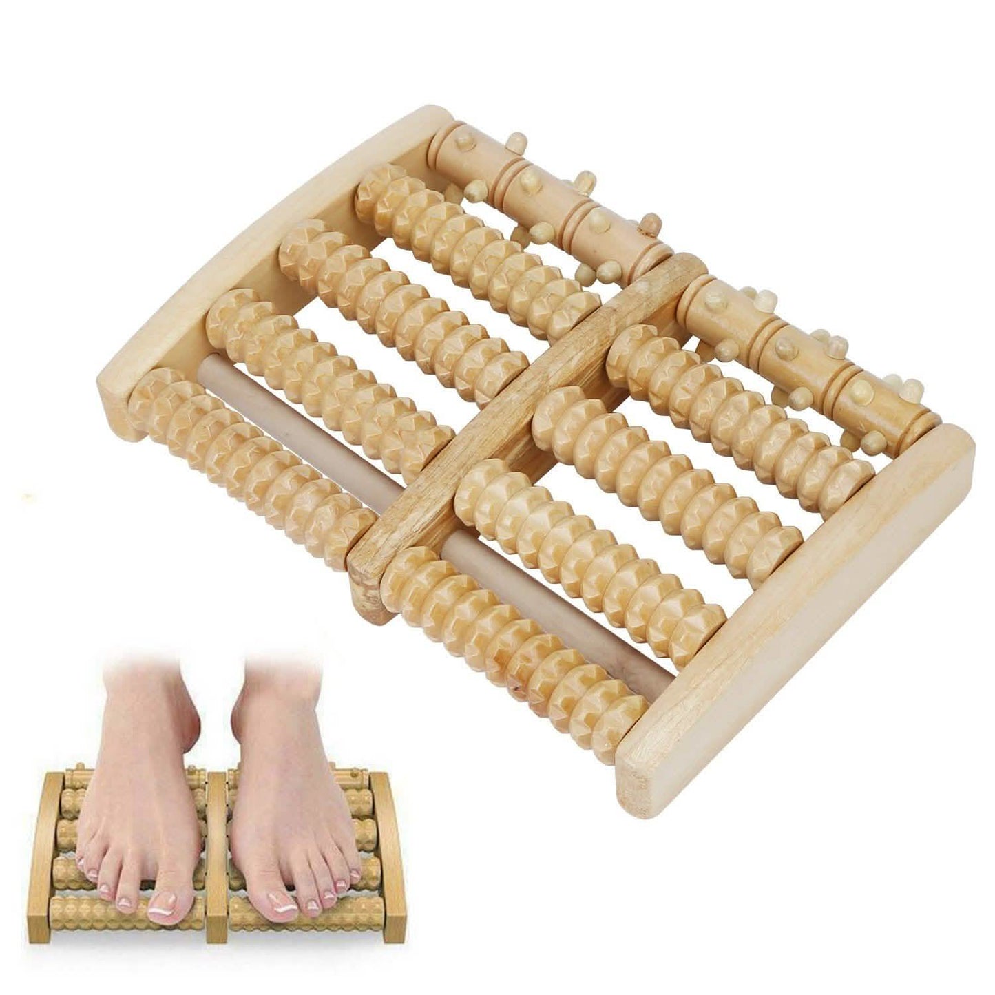 Doppel-Holz-Fußmassagerolle zur Druckpunktmassage