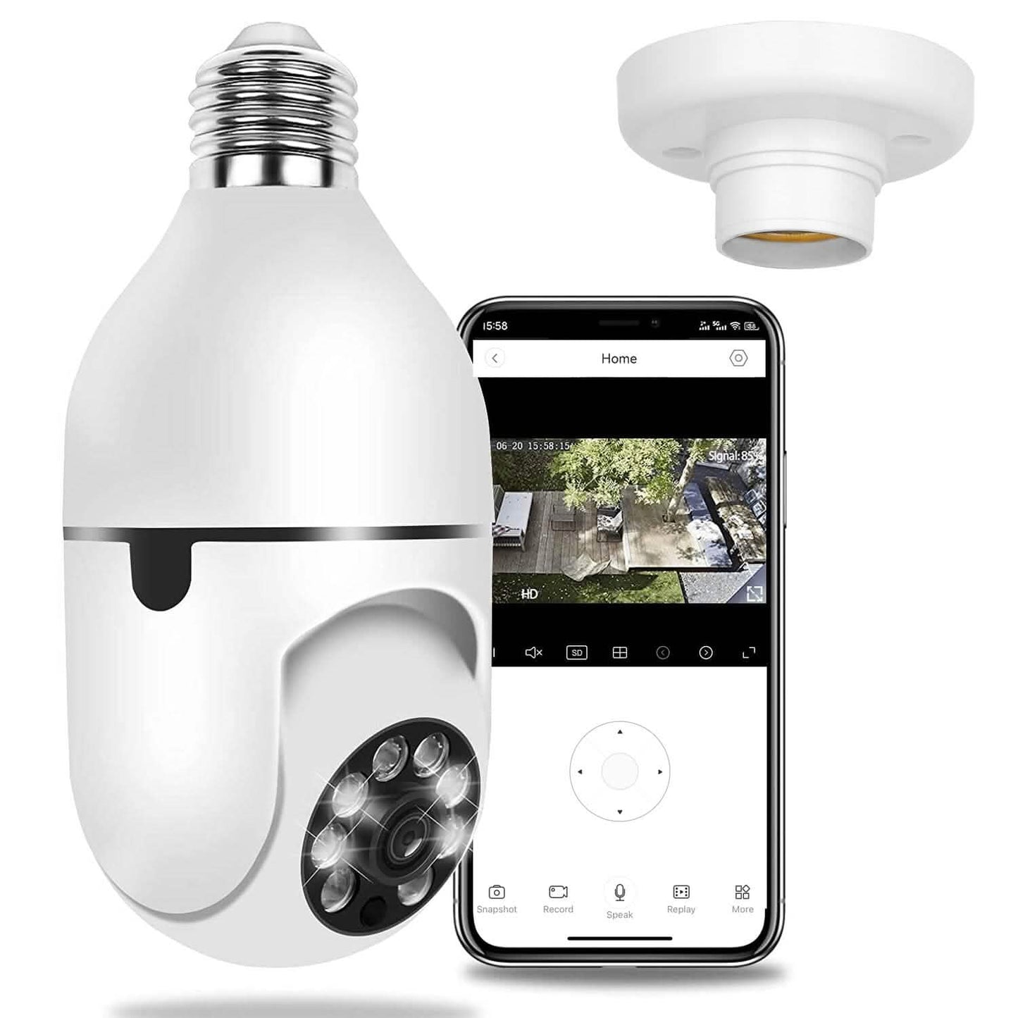 E27 WLAN-Glühbirnenkamera 1080P FHD WLAN IP Schwenk-Neige-Sicherheitsüberwachungskamera