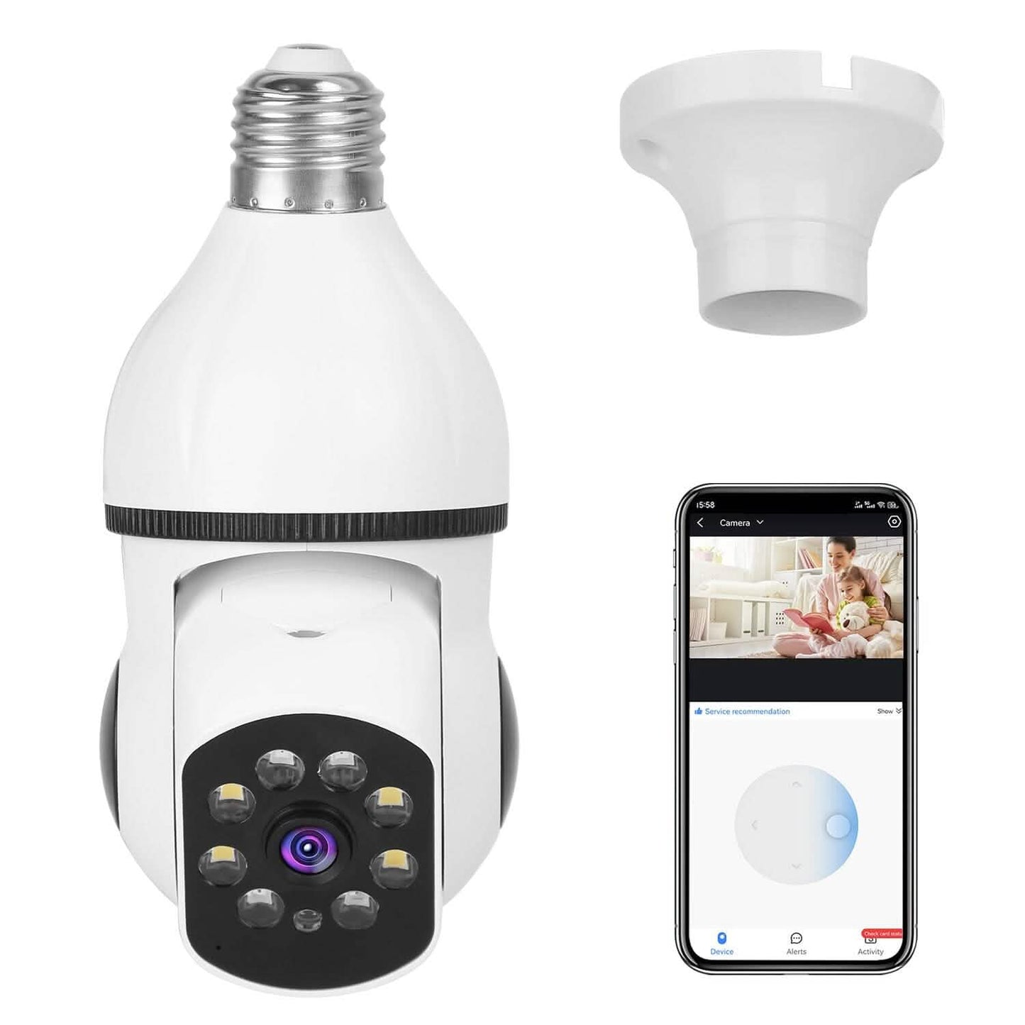 E27 WLAN Glühbirnenkamera 1080P FHD WLAN IP Schwenk-/Neige-Überwachungskamera mit Zwei-Wege-Audio Vollfarb-Nachtsicht