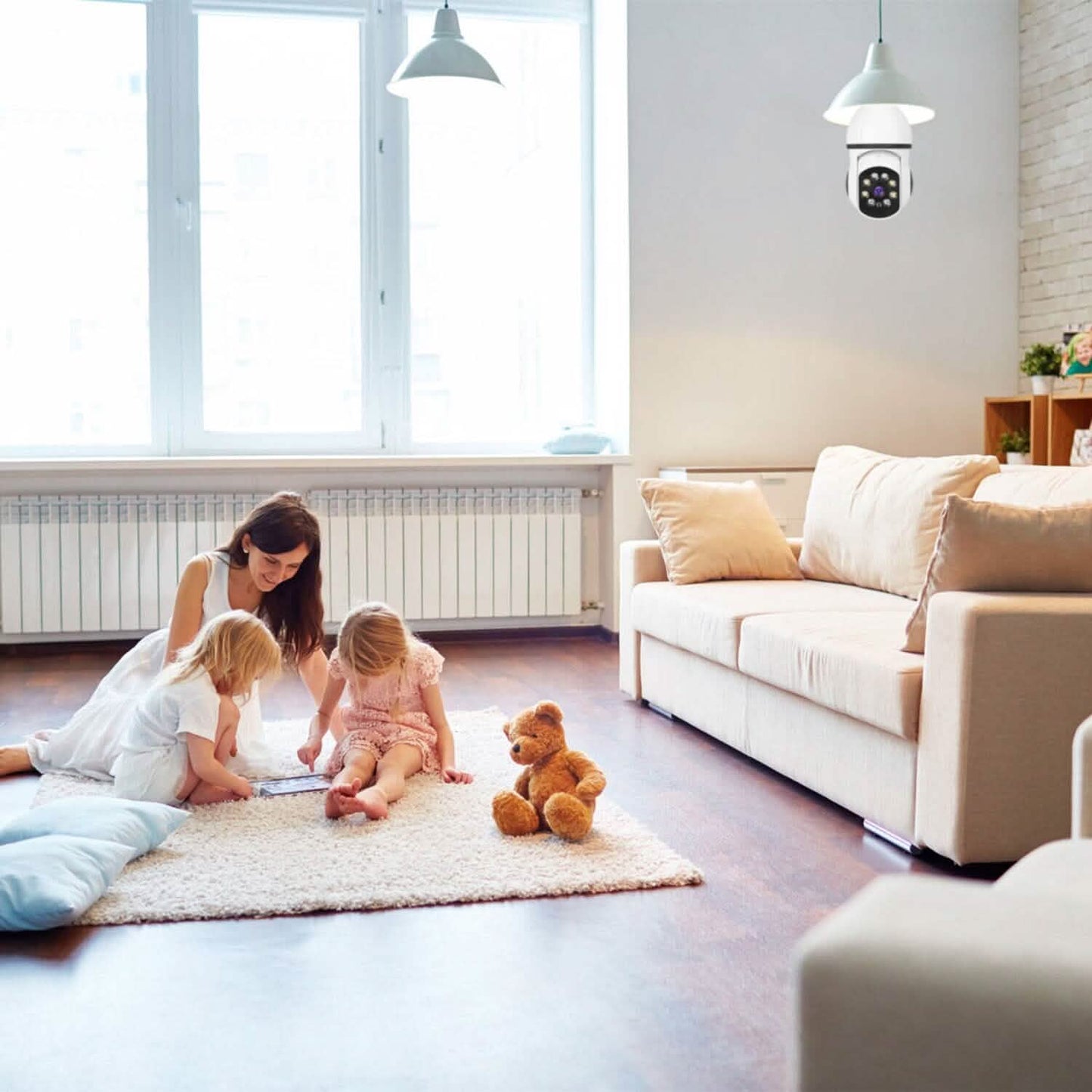 E27 WLAN Glühbirnenkamera 1080P FHD WLAN IP Schwenk-/Neige-Überwachungskamera mit Zwei-Wege-Audio Vollfarb-Nachtsicht