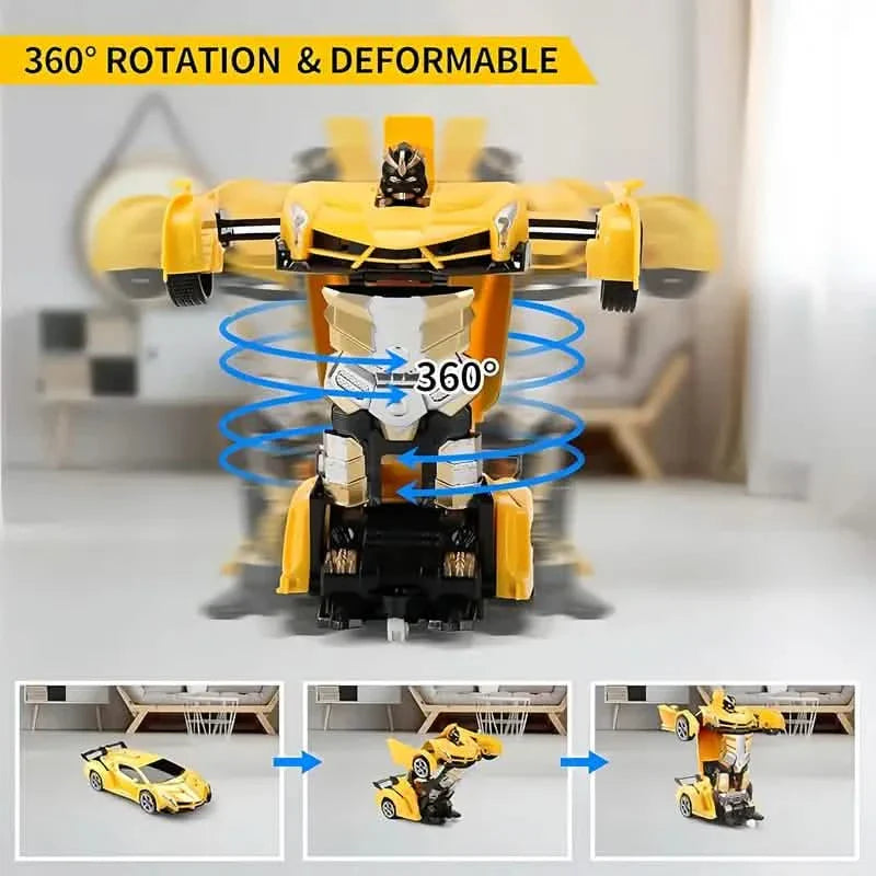 1:18 Ferngesteuertes verformbares Roboterauto mit LED-Leuchten – 360°-Drift, USB wiederaufladbar
