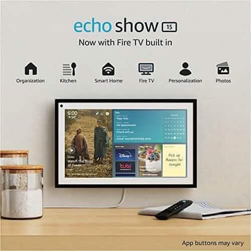 Echo Show 15 Full HD 15,6 Zoll Smart Display mit Alexa, Fire TV und Fernbedienung (Generalüberholt)
