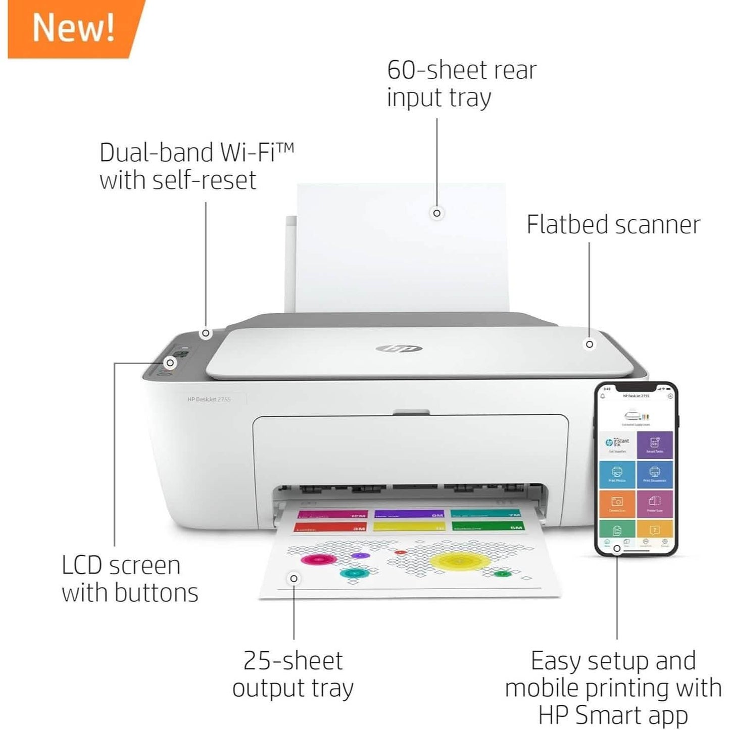 HP DeskJet 2755 All-in-One Wireless Printer – Generalüberholt