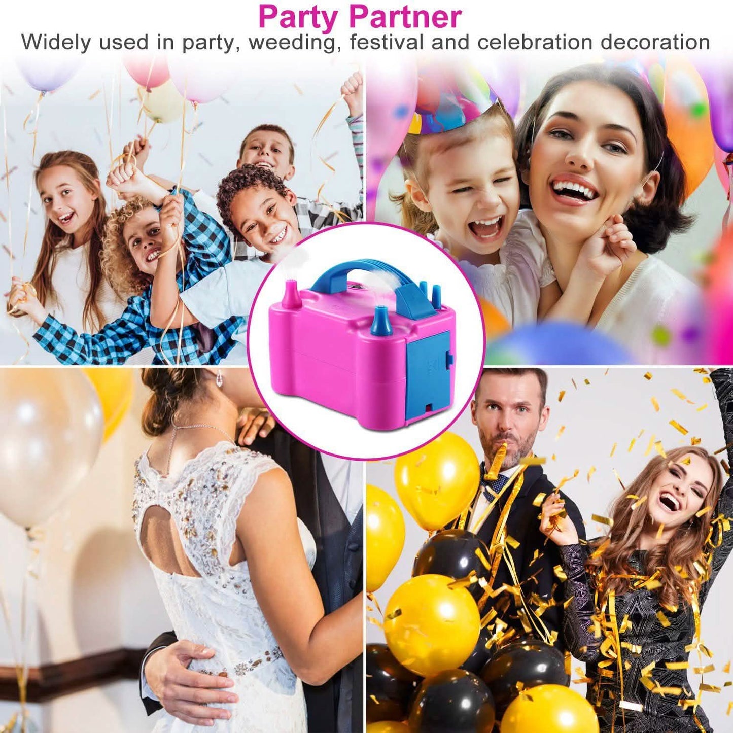 Elektrische Ballonpumpe 600W Ballongebläse Inflator Doppeldüse