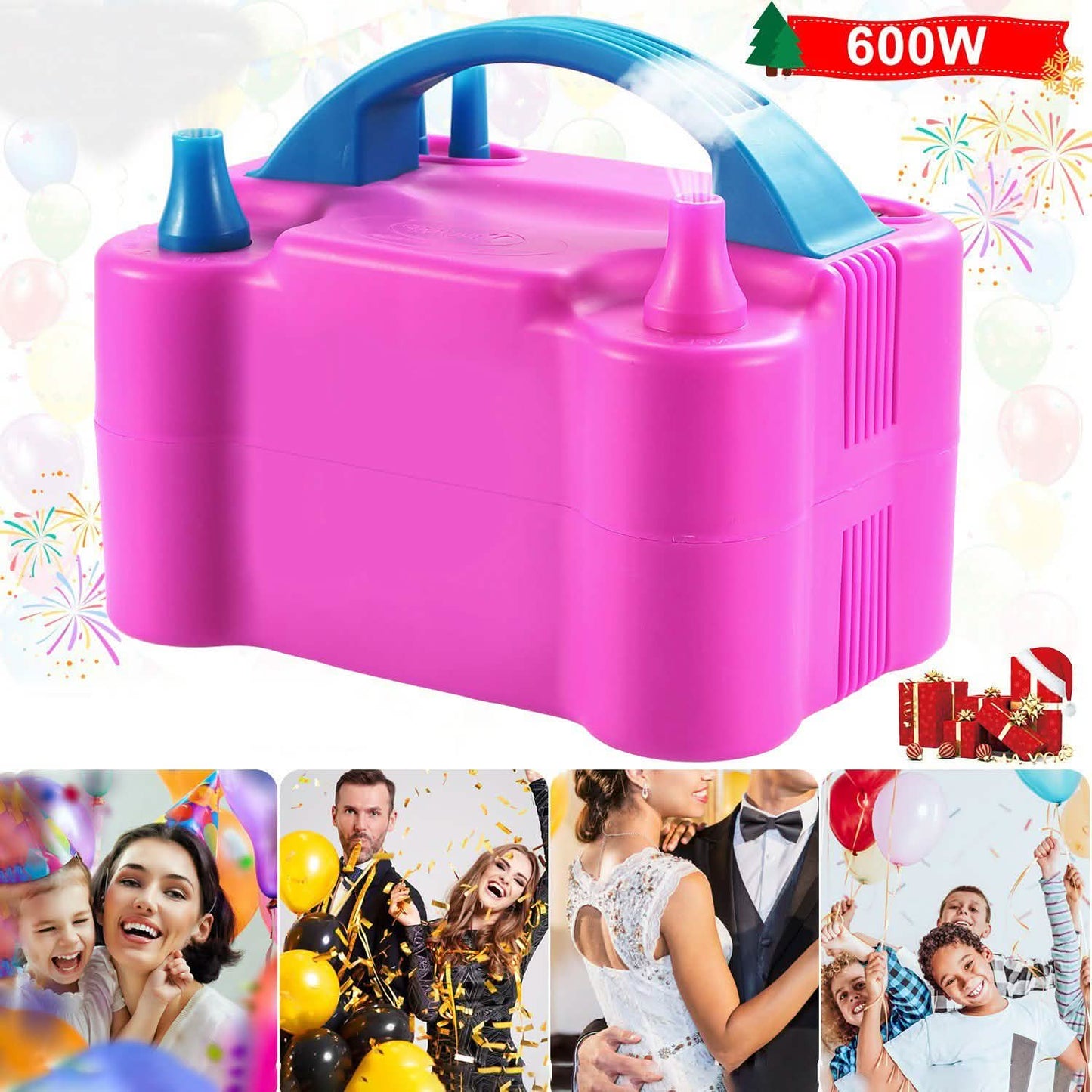 Elektrische Ballonpumpe 600W Ballongebläse Inflator Doppeldüse