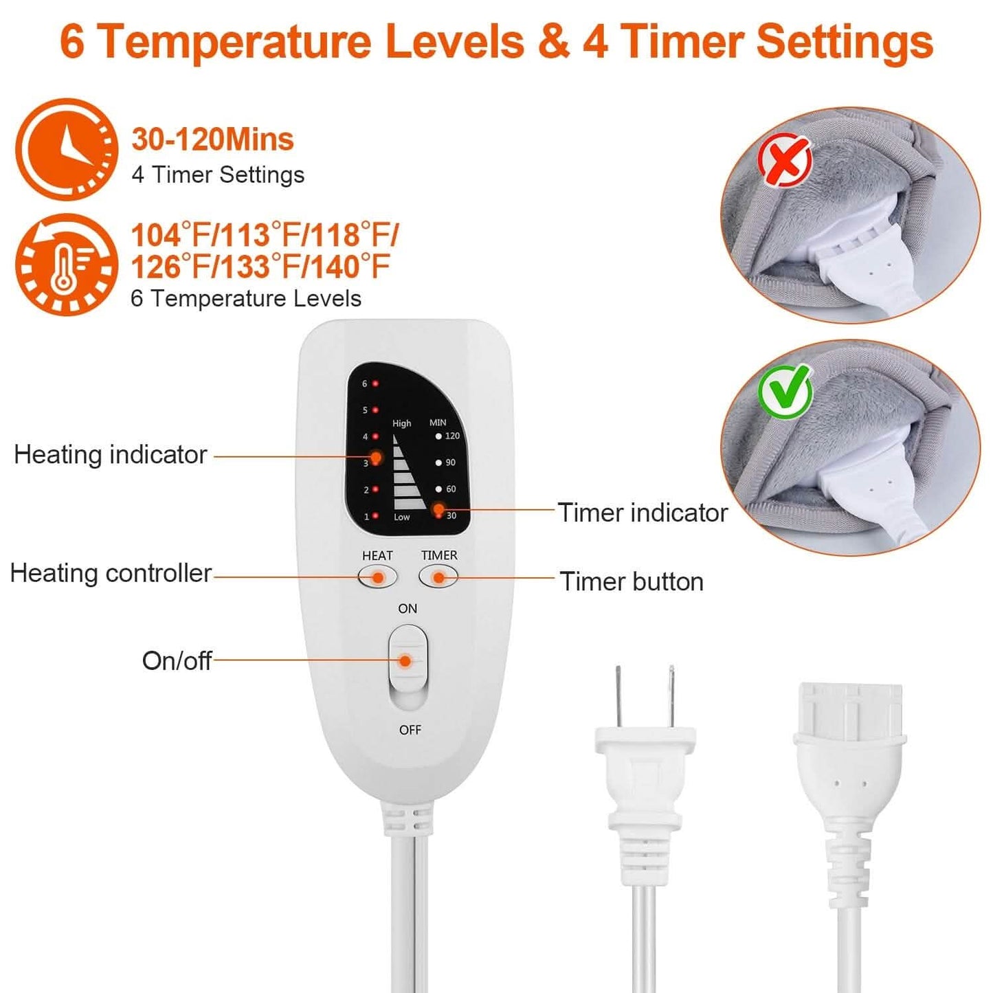 Elektrischer Fußwärmer mit 6 Temperaturstufen