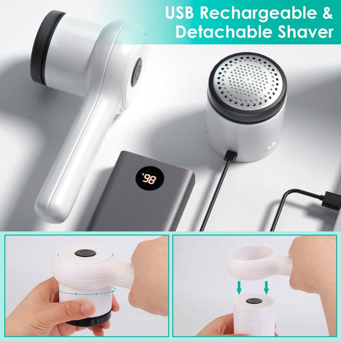 Elektrischer Fusselrasierer Sweater Shaver mit abnehmbarem Griff