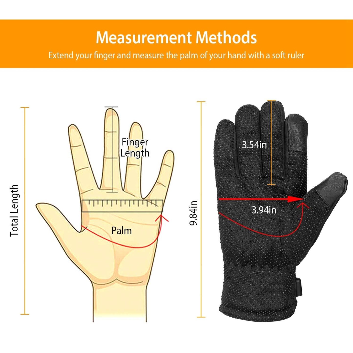 Elektrisch beheizte Touchscreen-Thermohandschuhe aus Leder mit USB-Stecker