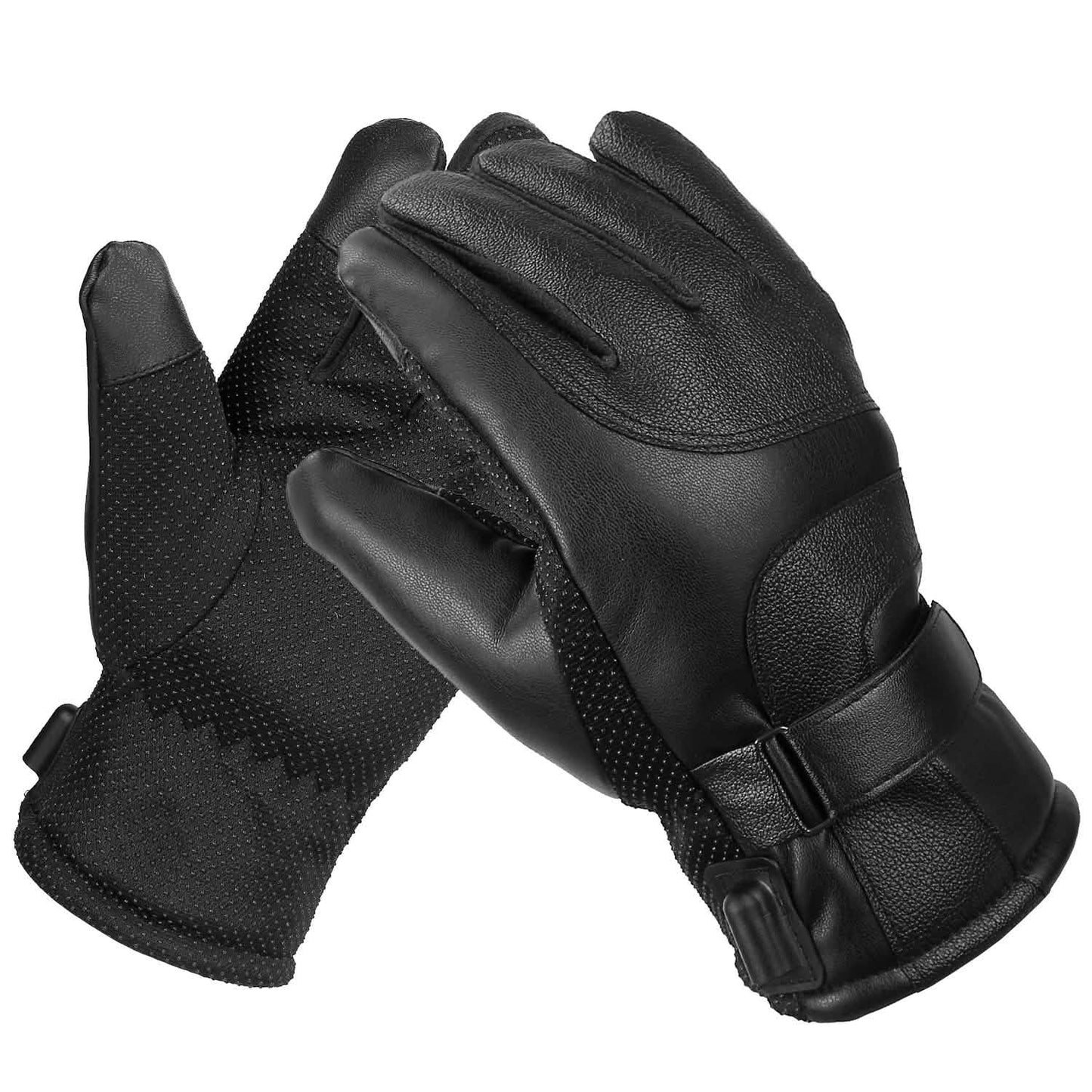 Elektrisch beheizte Touchscreen-Thermohandschuhe aus Leder mit USB-Stecker