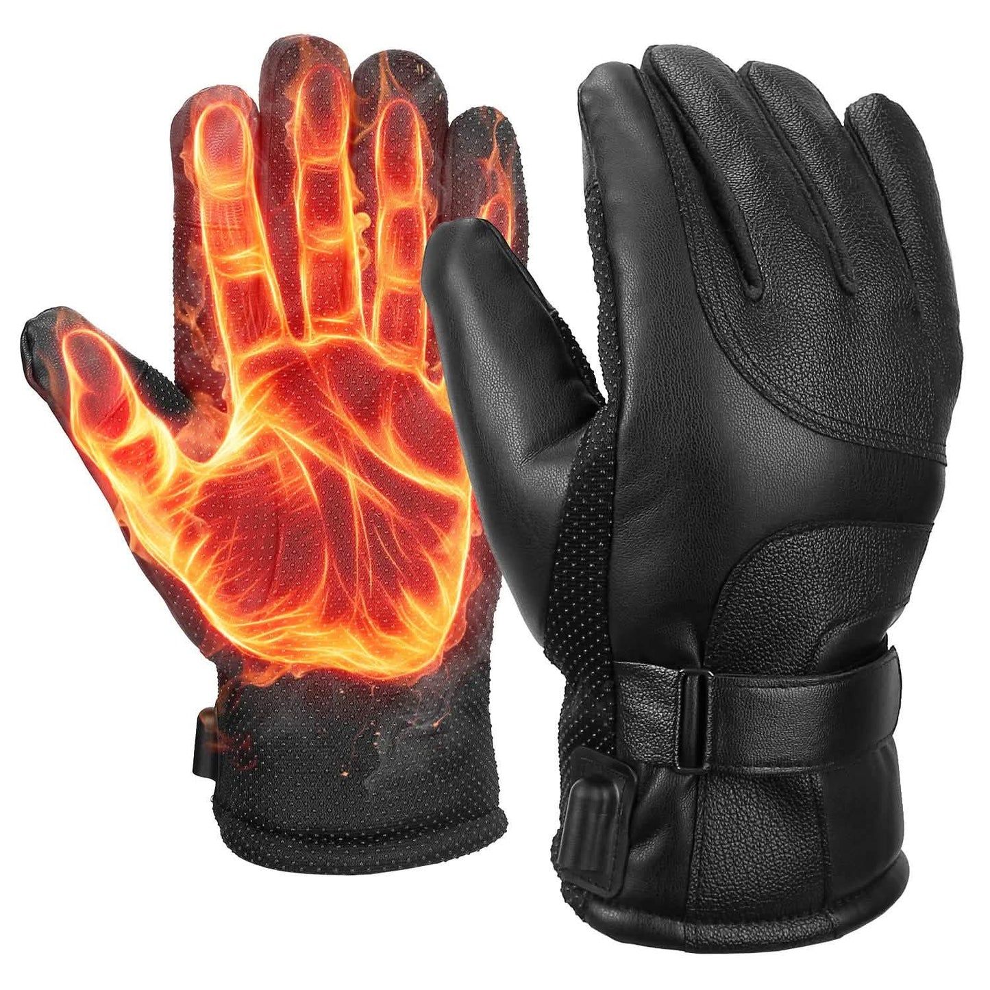 Elektrisch beheizte Touchscreen-Thermohandschuhe aus Leder mit USB-Stecker