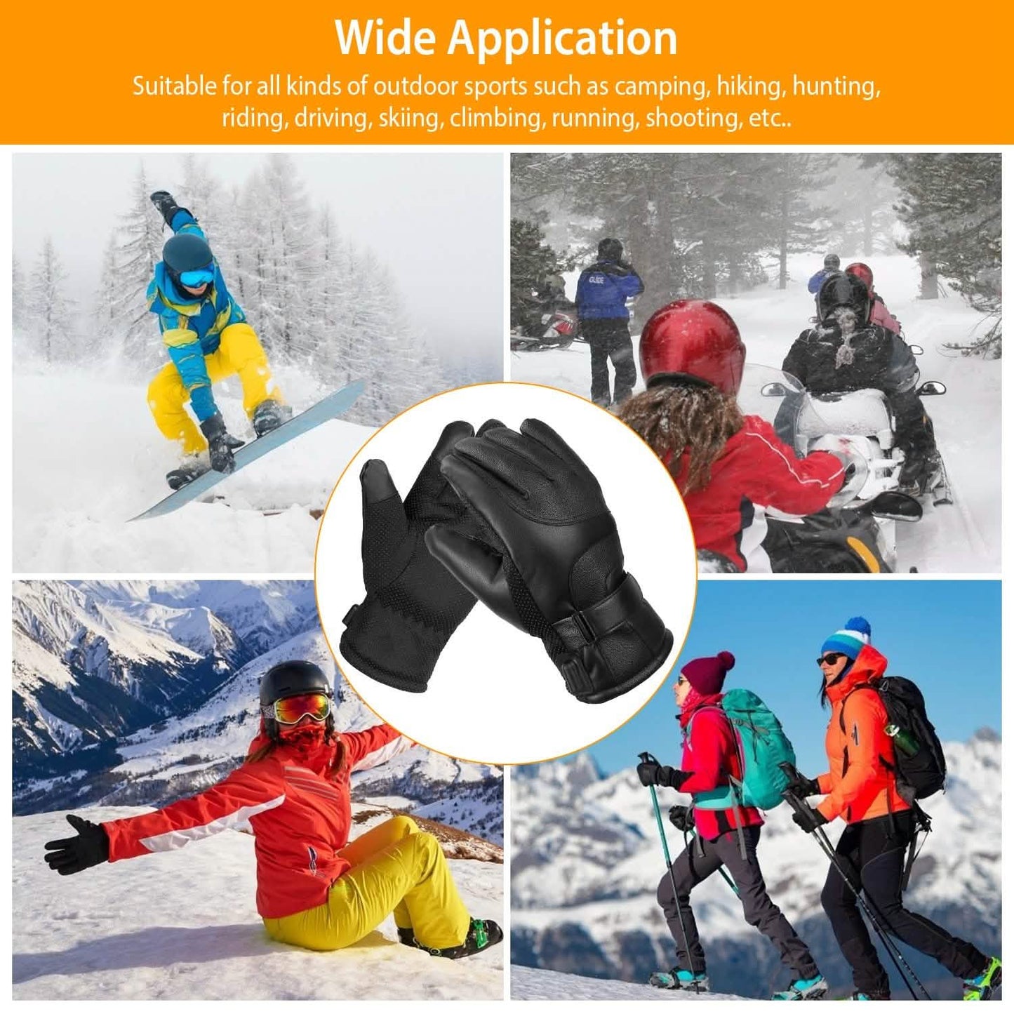 Elektrisch beheizte Touchscreen-Thermohandschuhe aus Leder mit USB-Stecker