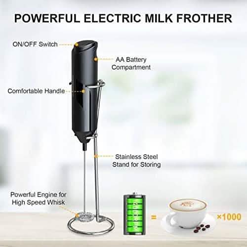 Elektrischer Milchaufschäumer Handheld mit Edelstahlständer