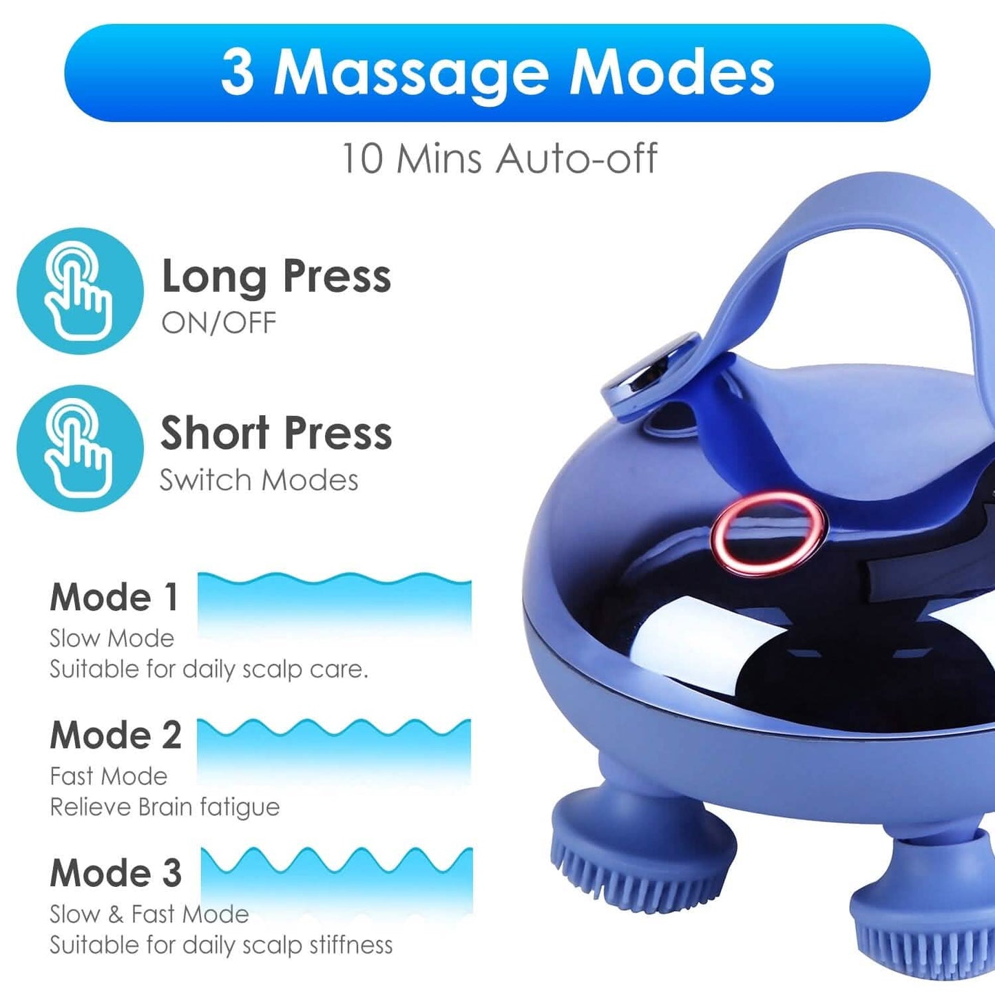 Elektrisches, wiederaufladbares Kopfhautmassagegerät