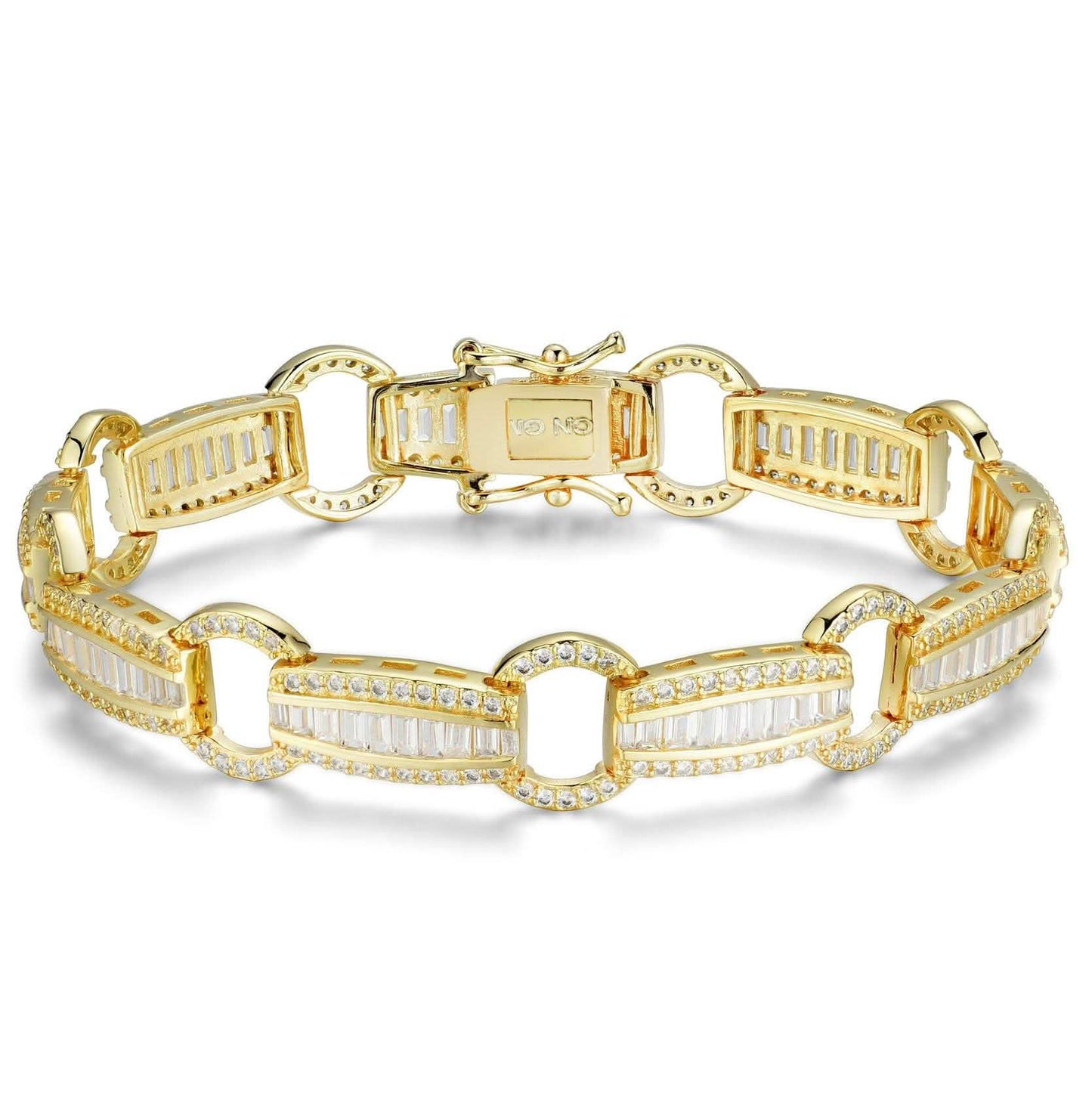 Elegantes Baguette-Gliederarmband mit Kristallsteinen