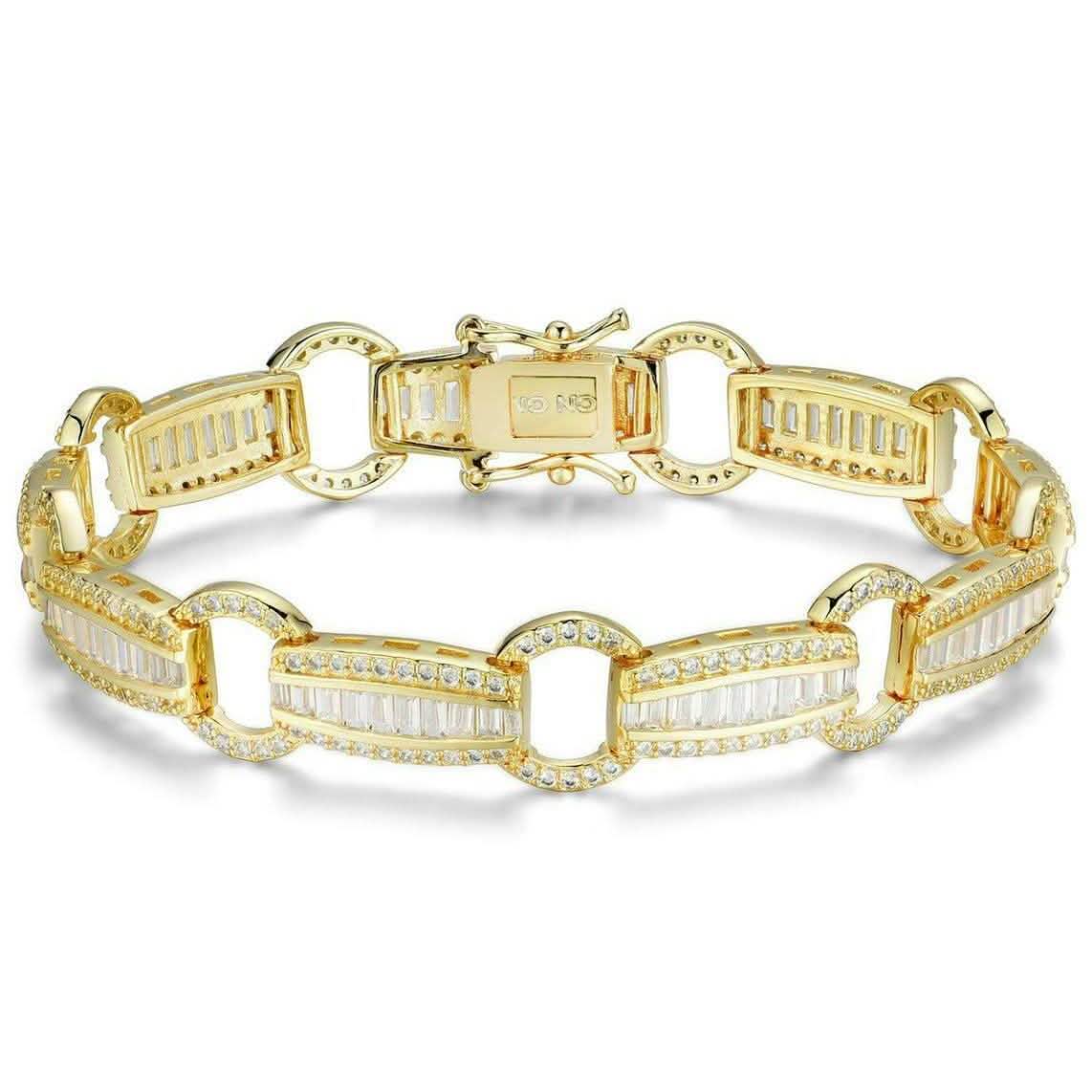 Elegantes Baguette-Gliederarmband mit funkelnden Kristallen