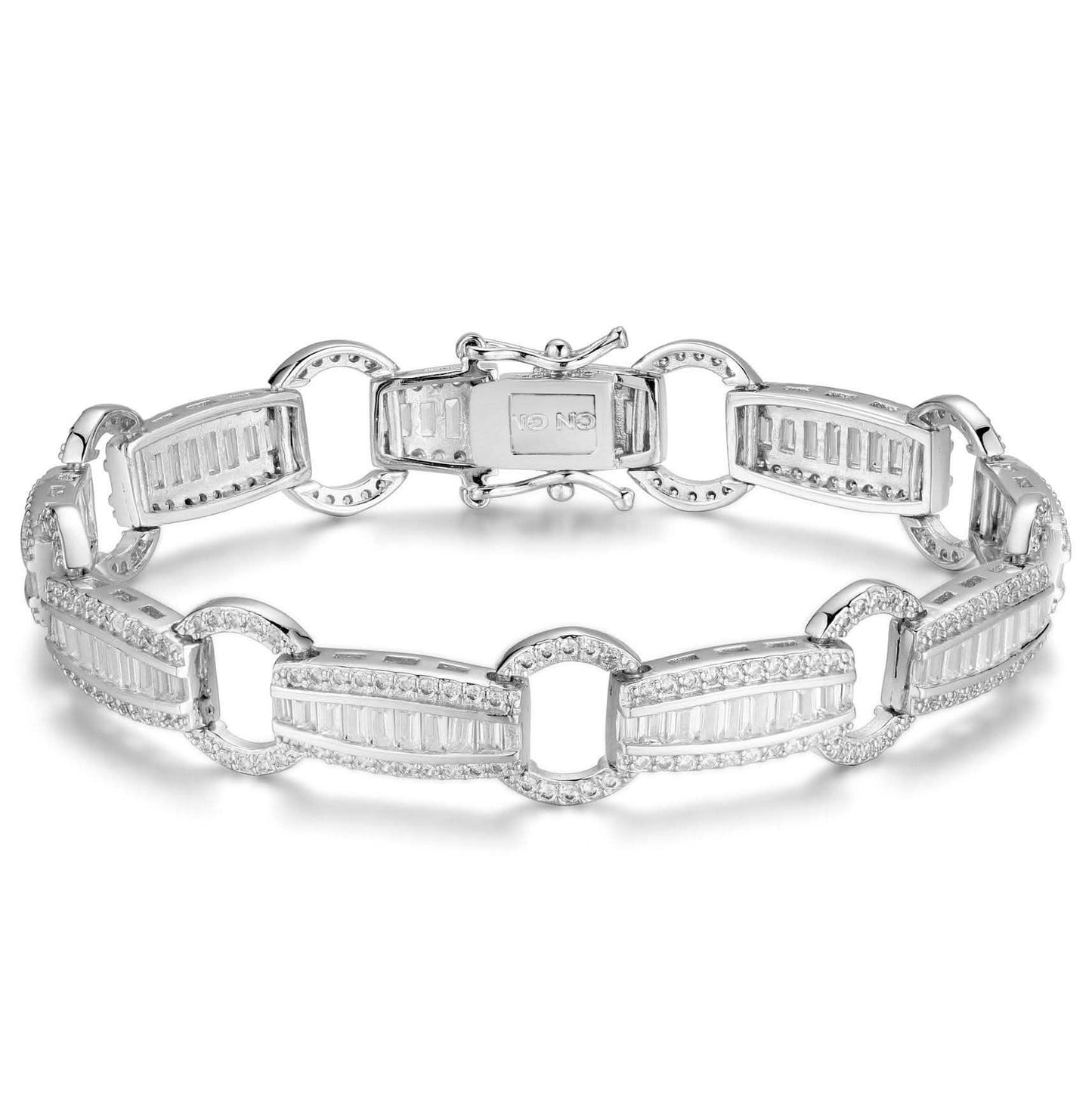 Elegantes Baguette-Gliederarmband mit Kristallsteinen