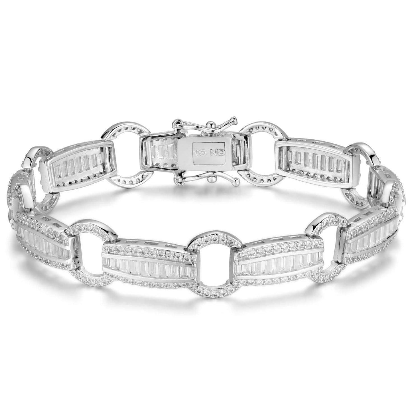 Elegantes Baguette-Gliederarmband mit funkelnden Kristallen