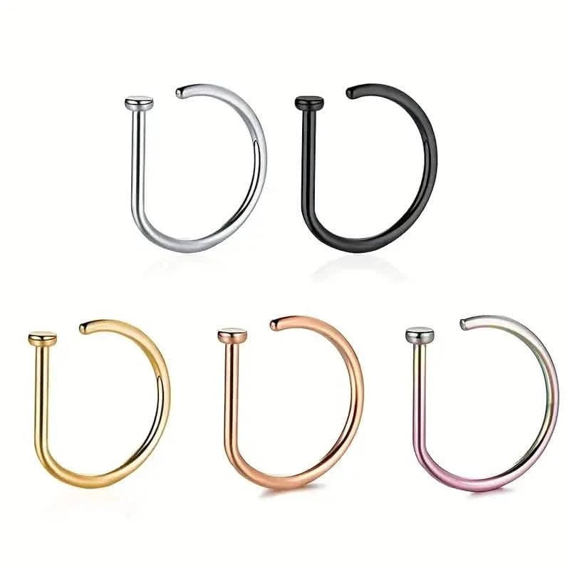 Elegante Nasenringe aus Edelstahl im Punk-Stil – Clip-on ohne Piercing